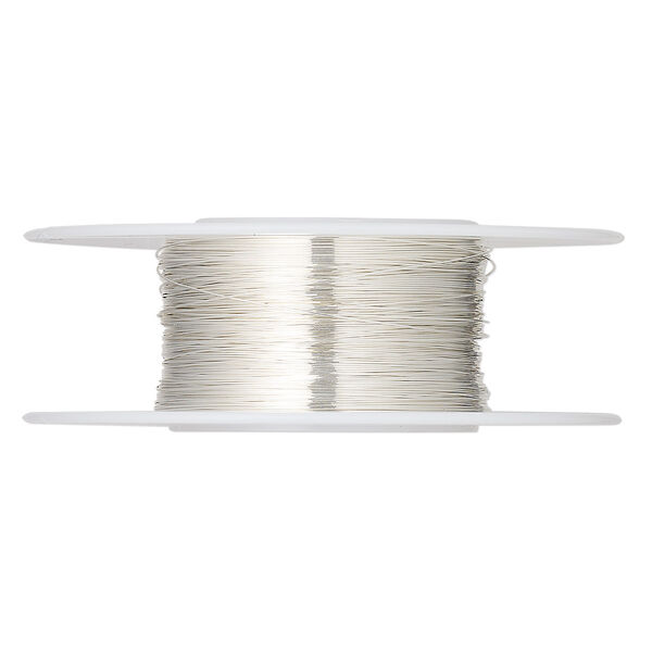 Wire, sterling silver, dead-soft, round, 32 gauge. Sold per pkg of 1 ounce. image number 0