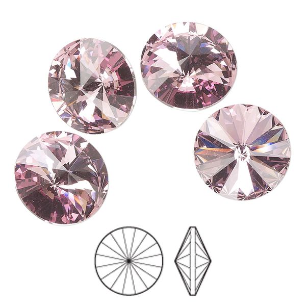 Chaton 4pk light amethyst foil back, Preciosa MAXIMA Czech crystal rhinestone 14mm rivoli image number 0