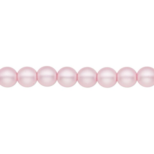 Bead, Czech pearl-coated glass druk, opaque matte light pink, 6mm round. Sold per 15-1/2" to 16" strand. image number 0