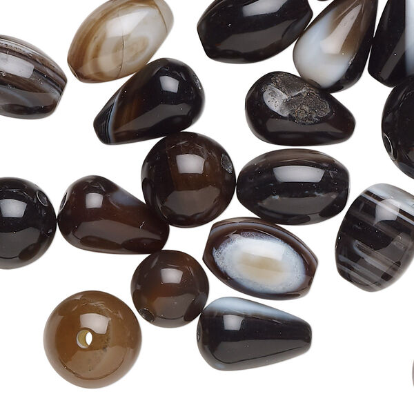 Black agate / red agate / grey agate 1pkg1, hand-cut mixed shape bead 2 oz mix 8-12mm image number 0