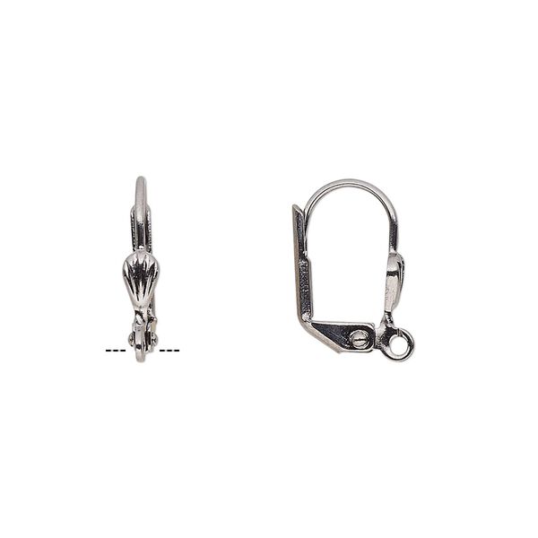 Ear wire leverback 1pkg10 gunmetal-plated, 15mm / 6x3mm shell / open loop, brass 5 pair image number 0