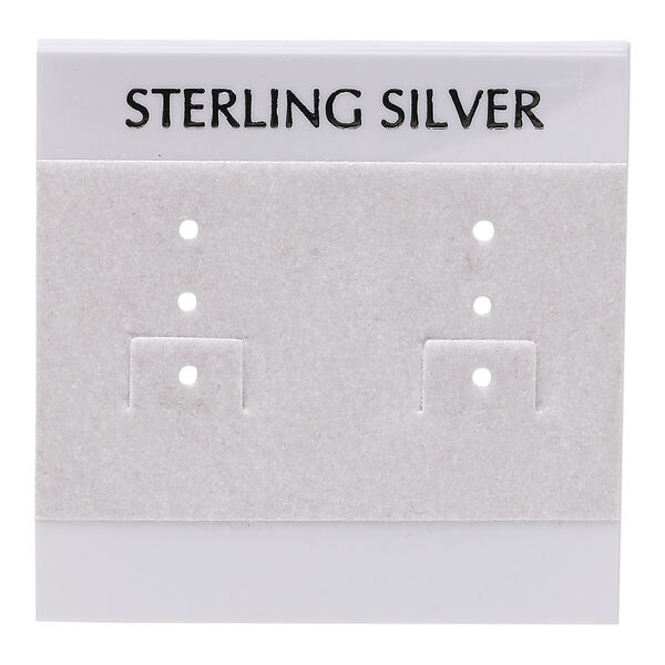 Earring card, flocked plastic, grey and black, 2x2-inch square with "STERLING SILVER." Sold per pkg of 100. image number 0