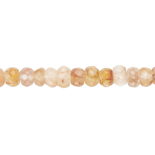 Yellow iron quartz 1pkg1, hand-cut faceted rondelle bead natural 14 inch 5x3mm-6x4mm image number 0
