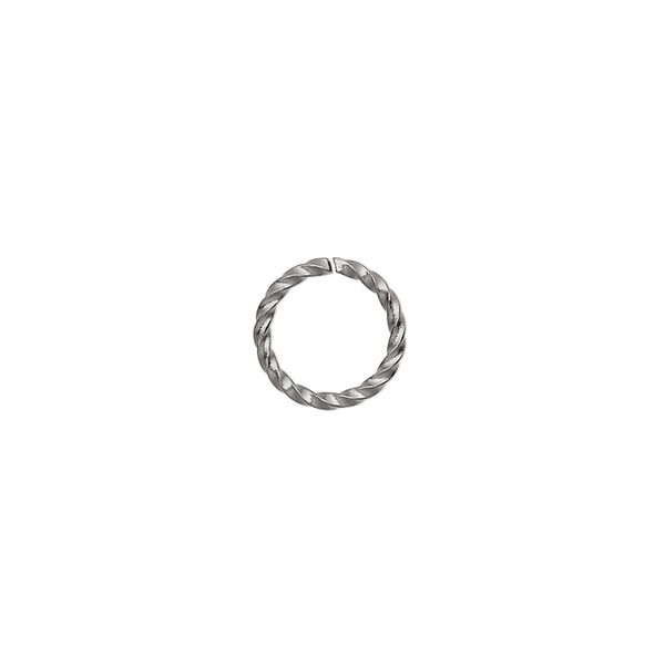 Jump ring, gunmetal-plated brass, 10mm twisted round, 8mm inside diameter, 16 gauge. Sold per pkg of 100. image number 0