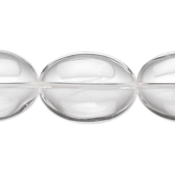 Quartz crystal 1pkg1, flat oval bead natural 8 inch 25x18mm image number 0