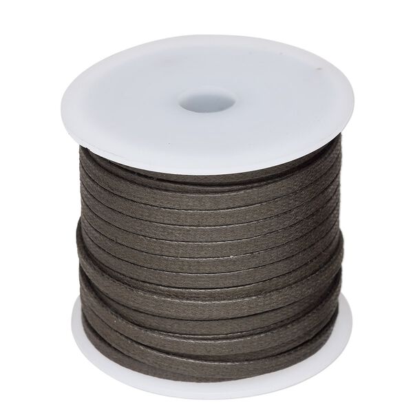 Cord, waxed cotton, brown, 4mm flat. Sold per 25-meter spool. image number 0