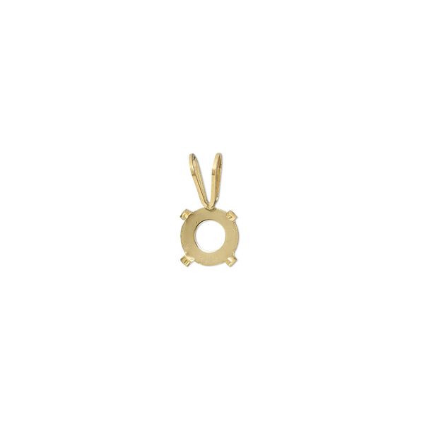 Pendant, Cab-Tite™, 14Kt gold-filled, 6mm with 4-prong round setting. Sold individually. image number 0