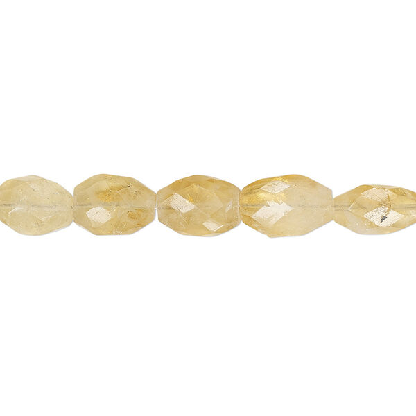 Citrine 1pkg1, hand-cut faceted puffed oval bead 6 inch 9x7mm-11x8mm image number 0