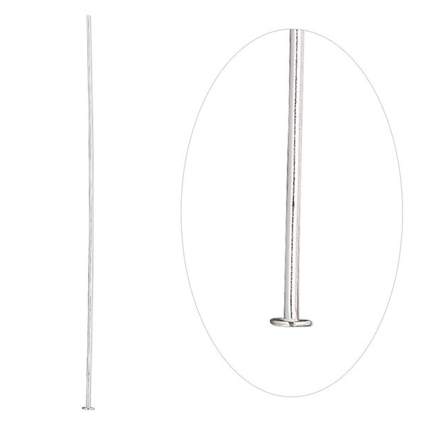 Head pin, sterling silver, 3 inches, 20 gauge. Sold per pkg of 10. image number 0