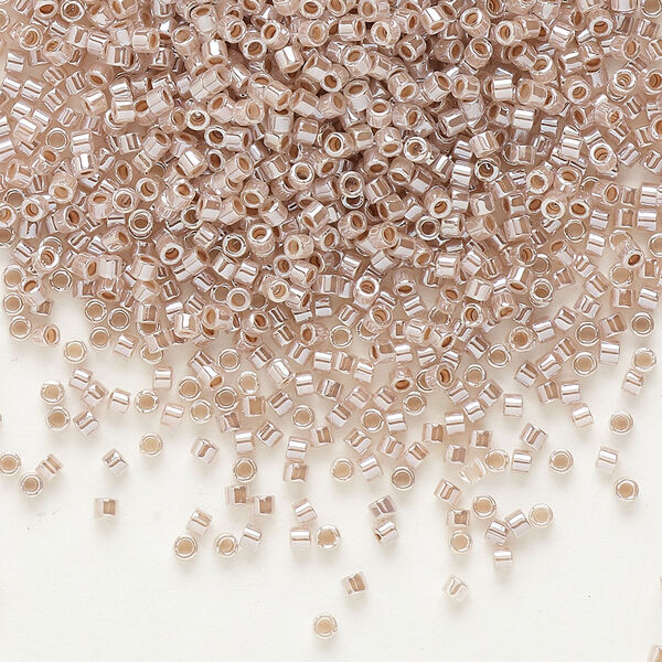Seed bead, Delica®, glass, pkg/7.5g, #11 round, opaque inside dyed color luster light cinnamon (DB-0256). image number 0