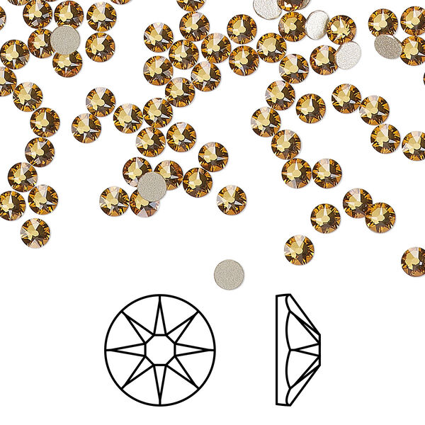 Flat back 1440pk golden topaz foil back, Swarovski® 3-3.2mm rose round SS12 2088 image number 0