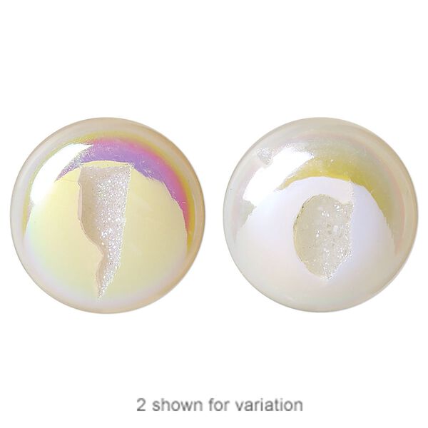 Druzy agate 1pkg1, hand-cut non-calibrated dichroic round cab 20mm image number 0