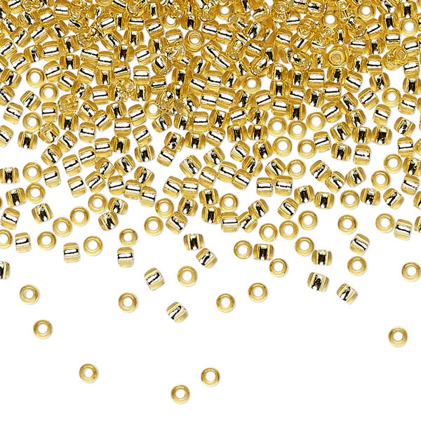 Seed bead, TOHO BEADS®, glass, pkg/250g, #11 round, transparent silver-lined light topaz (TR-11-22). image number 0
