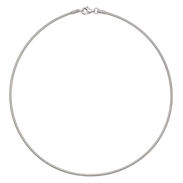 Chain, stainless steel, 1.8mm round omega, 16 inches with lobster claw clasp. Sold individually. image number 0