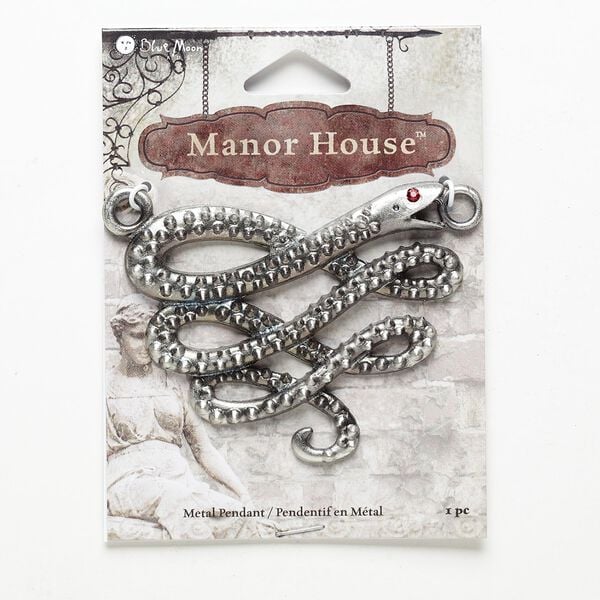 Focal, antique nickel-finished "pewter" (zinc-based alloy), 63x52mm snake. Sold individually. image number 0