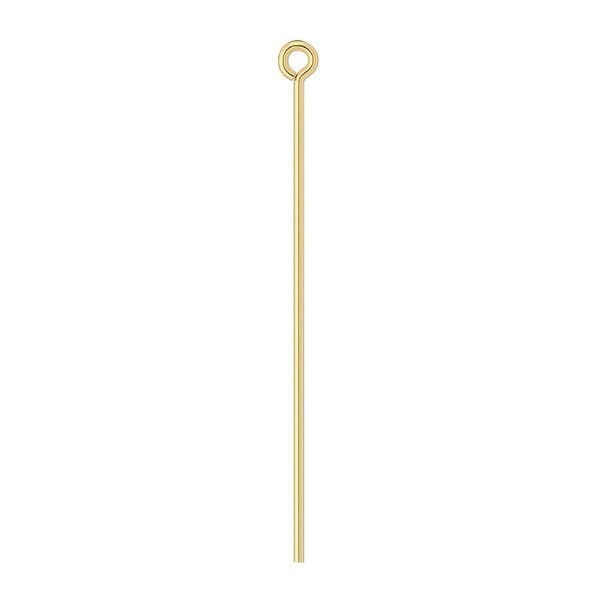 Eye pin, gold-plated brass, 1-1/2 inches, 21 gauge. Sold per pkg of 500. image number 0