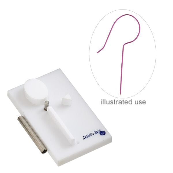 Jig, Artistic Wire® Findings Forms™, Beadalon®, long-shank ear wire, acrylic / steel / stainless steel, white and blue, 2 x 1-1/4 inch rectangle. Sold per 2-piece set. image number 0