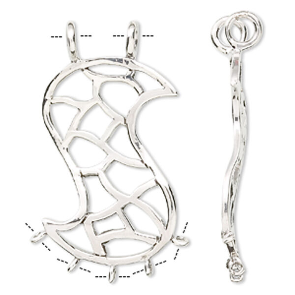 Focal, sterling silver, 52x31mm open "S" with 5 loops. Sold individually. image number 0