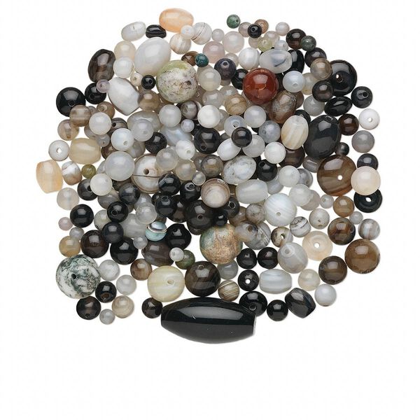 Agate 1pkg1, mixed shape bead 1/4 lb mix 4mm-26x15mm image number 0