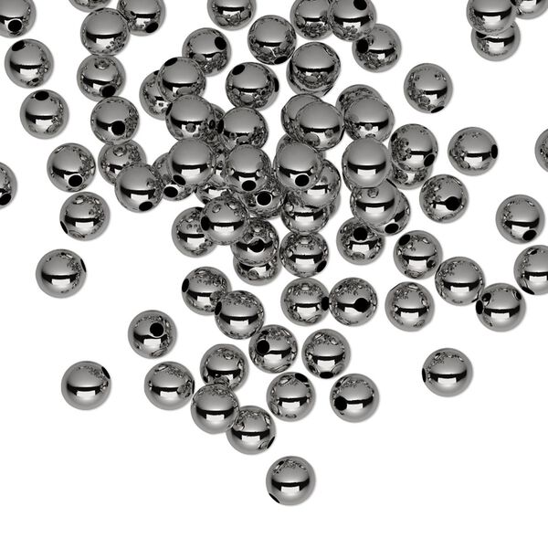 Bead, gunmetal-plated brass, 4mm round. Sold per pkg of 1,000. image number 0