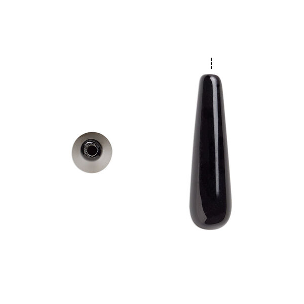 Black onyx 1pkg2, half-drilled teardrop bead 22x6mm image number 0