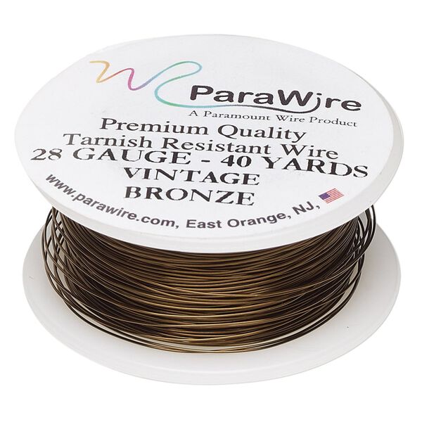 Wire, ParaWire™, vintage bronze-finished copper, round, 28 gauge. Sold per 40-yard spool. image number 0