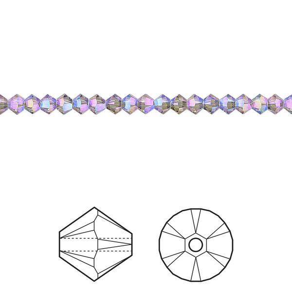 Bead 144pk black diamond shimmer 2X, Crystal Passions® 3mm bicone 5328 image number 0