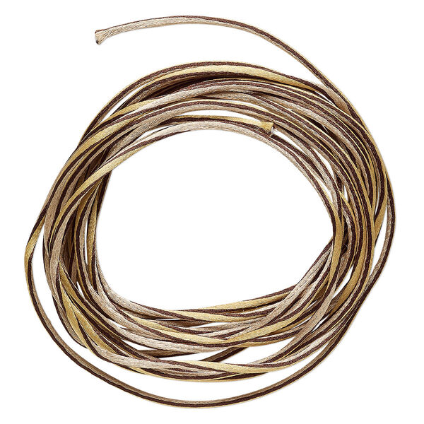 Cord, Satinique™, nylon, tan / light brown / brown, 2mm regular with vertical stripe. Sold per 10-foot section. image number 0