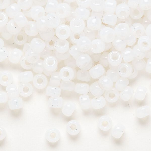 Seed bead, Miyuki, glass, pkg/250g, #6 rocaille, translucent opal (RR-550). image number 0