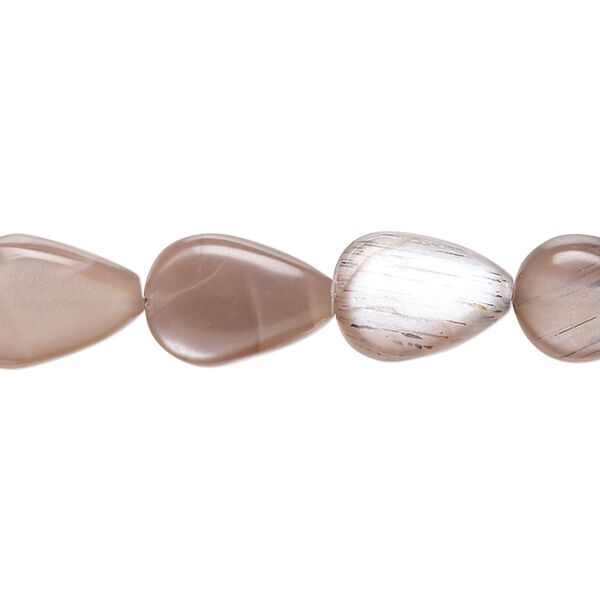 Coffee moonstone 1pkg1, hand-cut puffed teardrop bead natural 7 inch 11x9mm-15x11mm image number 0