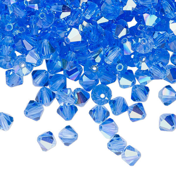 Bead 24pk sapphire glitter, Preciosa Czech crystal 5mm bicone image number 0