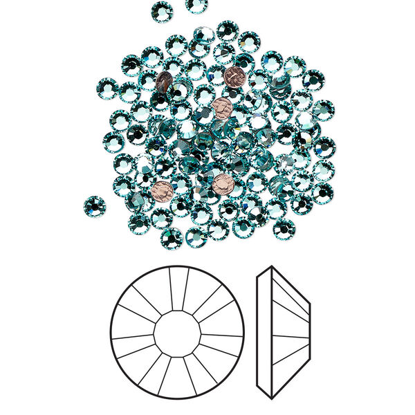 Flat back 1440pk light turquoise foil back, Swarovski® hotfix 2.3-2.5mm rose round SS8 2038HF image number 0