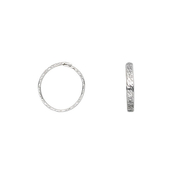 Loop Lock™, sterling silver, 12mm hammered round. Sold per pkg of 2. image number 0