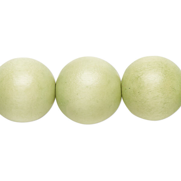 Bead, Taiwanese cheesewood (dyed / waxed), lime green, 15-16mm round. Sold per 15-1/2" to 16" strand. image number 0