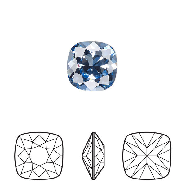 Fancy stone 6pk light sapphire foil back, Crystal Passions® 12mm cushion 4470 image number 0