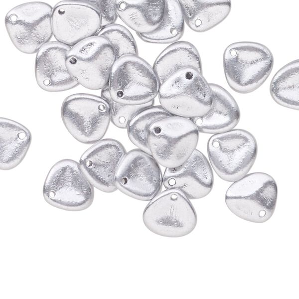 Drop, Preciosa, Czech pressed glass, opaque silver, 8x7mm triangular teardrop. Sold per pkg of 30. image number 0