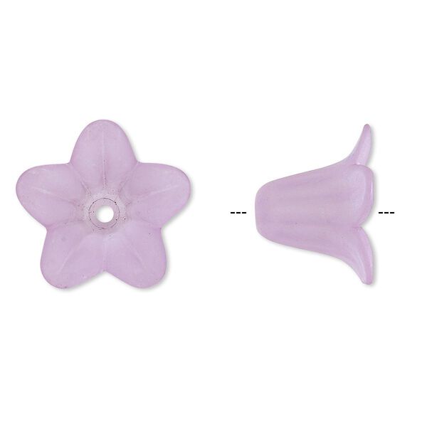 Component, acrylic, translucent frosted light purple, 17x12mm flower. Sold per pkg of 100. image number 0
