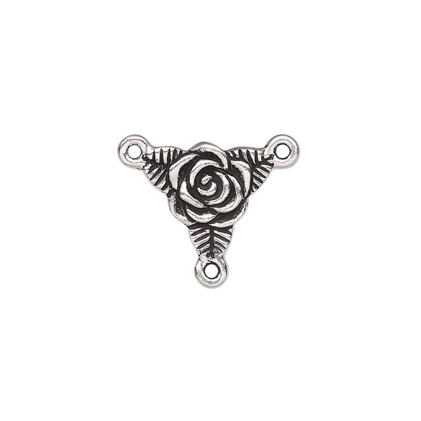Connector, TierraCast®, antique silver-plated pewter, 14mm double-sided Y-connector with trinity rose triangle design. Sold per pkg of 20. image number 0