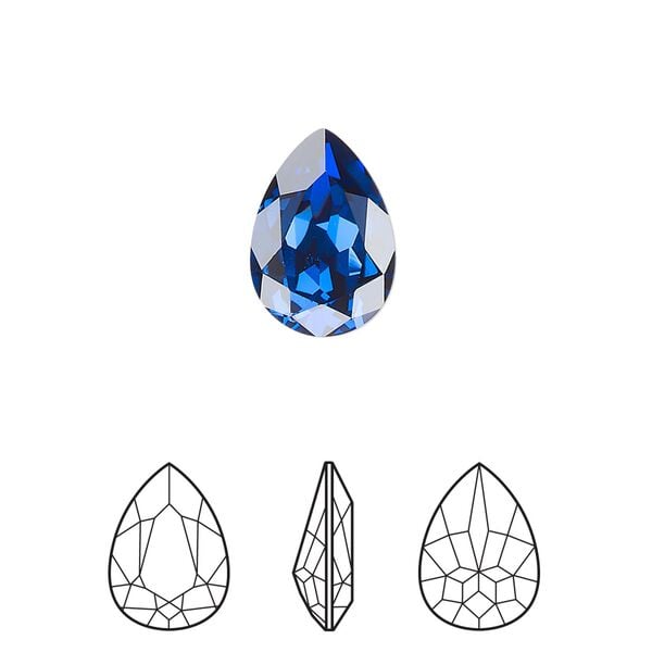 Fancy stone 144pk dark sapphire foil back, Swarovski® ReCreated™ 14x10mm pear 4320 image number 0