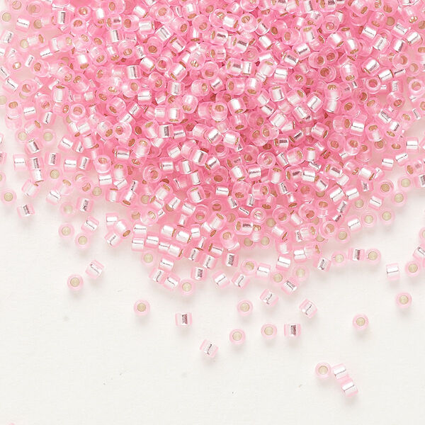 Seed bead, Delica®, glass, pkg/250g, #11 round, transparent outside dyed silver-lined pink (DB-1335). image number 0