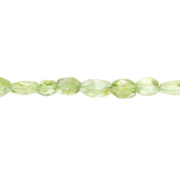 Peridot 1pkg1, hand-cut faceted oval bead natural 15.5-16 inch 5x4mm-6x4mm image number 0