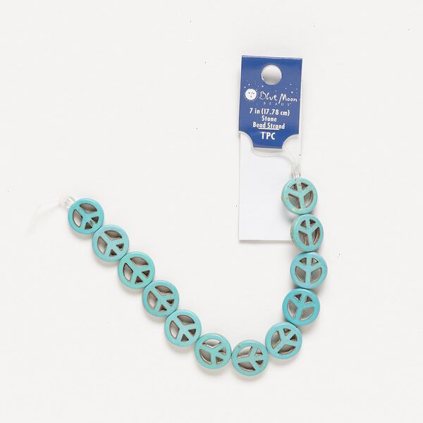 Magnesite 1pkg1, peace sign bead 7 inch 15-16mm image number 0