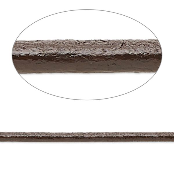 Cord, Ellada Leather™, Greek leather (dyed), dark brown, 2.5mm round. Sold per pkg of 3 yards. image number 0