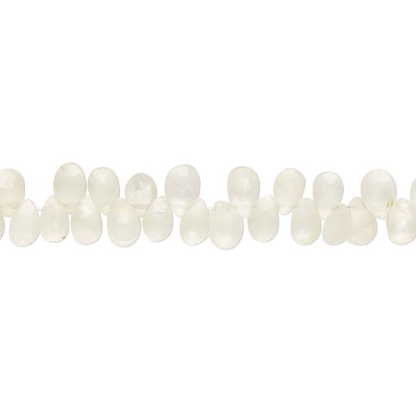 Prehnite 1pkg1, matte hand-cut top-drilled faceted puffed teardrop bead natural 7 inch 5x3mm-6x4mm image number 0