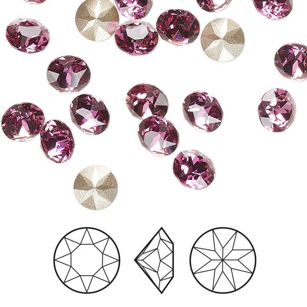 Chaton 12pk dark rose foil back, Crystal Passions® 6.14 to 6.32mm round SS29 1088 image number 0