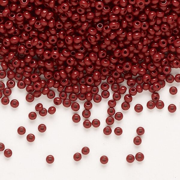 Seed bead, Preciosa Ornela Czech glass, pkg/500g, #11 rocaille, opaque dark red coral, (93300). image number 0