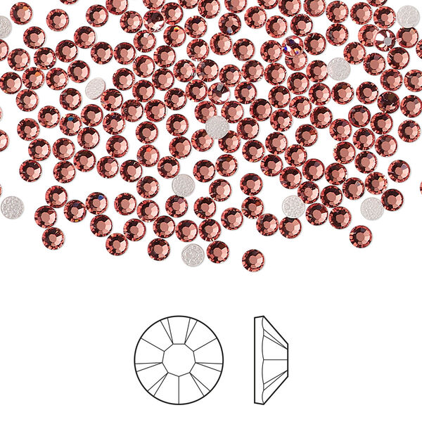 Flat back 144pk rose peach foil back, Preciosa MAXIMA Czech crystal hotfix rhinestone 2.3-2.5mm chaton rose round SS8 image number 0