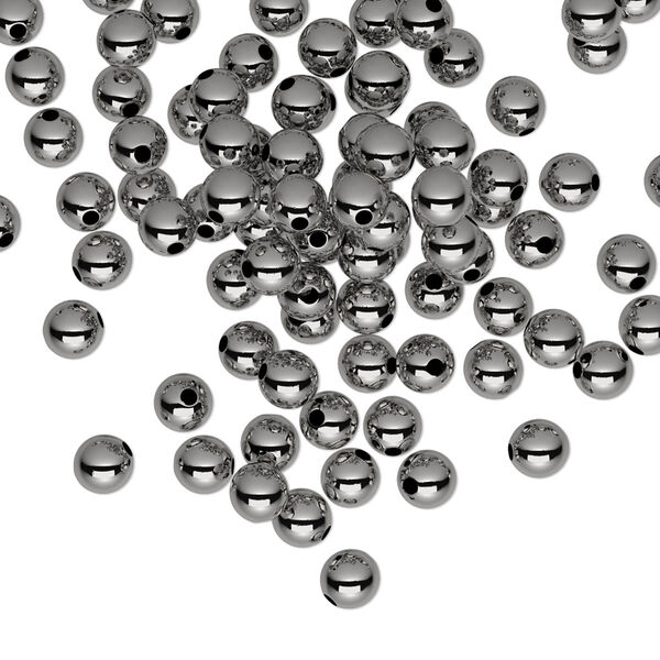 Bead, gunmetal-plated brass, 4mm round. Sold per pkg of 1,000. image number 0