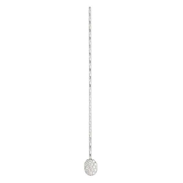Paddle pin, cubic zirconia and rhodium-plated sterling silver, clear, 2-inch diamond-cut twisted with 6x4.5mm oval, 22 gauge. Sold individually. image number 0