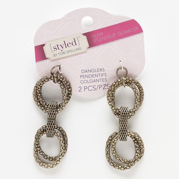 Focal, antiqued brass-finished steel, 64x25mm with links. Sold per pkg of 2. image number 0
